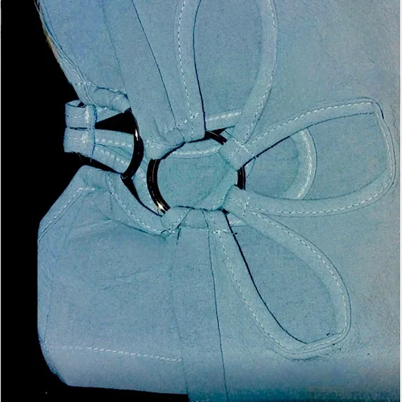 Beach Tide Pants, High-Rise with a 70’s Vibe Flower-Cutout, S, Light Blue - Picture 4 of 5